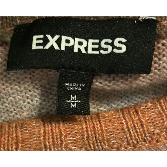 Express Round Neck Pullover Striped Knit Sweater Medium - Picture 7 of 7
